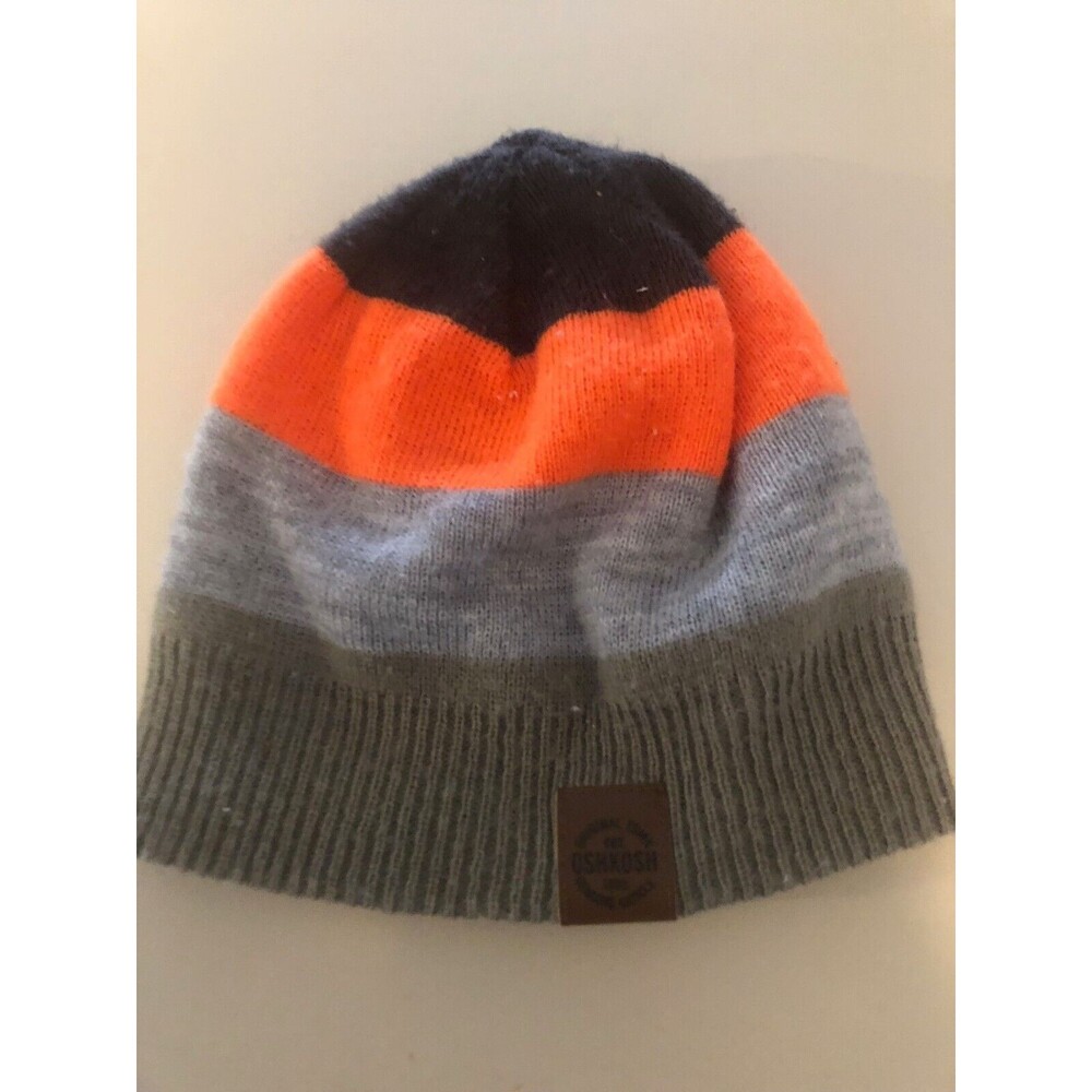 Oshkosh B’gosh Black-Orange-Gray-Brown Stripes Kids Size‎ 4-7 Beanie